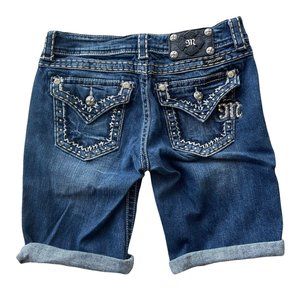 Distressed Bermuda Jean Shorts Low Rise 